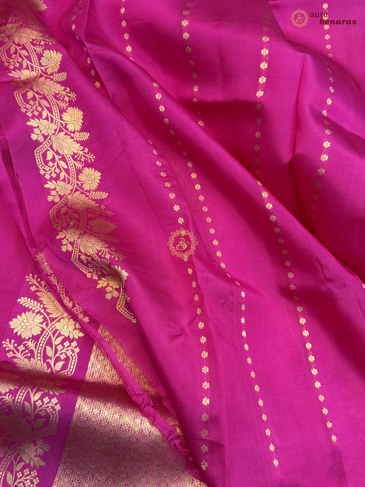 Rani Pink Banarasi Silk Saree | Kadhwa & Designer Border