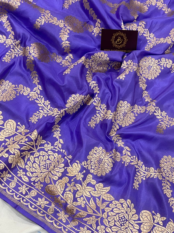 Lavender Pure Banarasi Handloom Katan Silk Saree - Aura Benaras