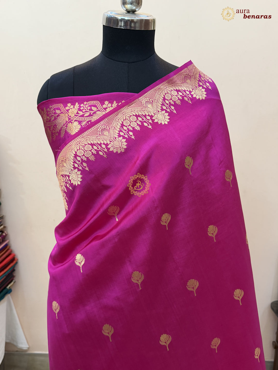 Rani Pink Banarasi Silk Saree | Kadhwa & Designer Border