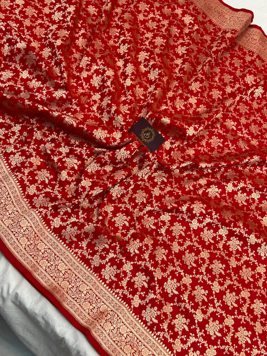Red Pure Katan silk Handloom Banarasi Saree