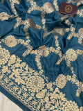 AirForce Blue Pure Banarasi Handloom Katan Silk Saree - Aura Benaras