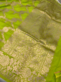 Neon Green Pure Banarasi Handloom Katan Silk Saree - Aura Benaras