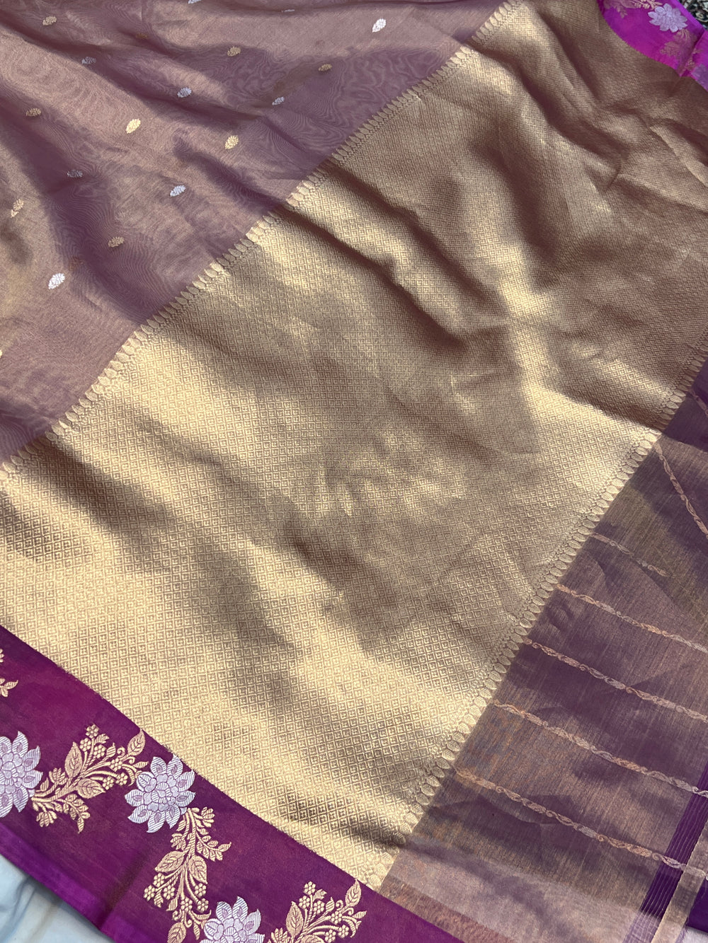 Purple Pure Tissue Silk Handloom Banarasi Saree