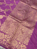 Pinkish Lavender Pure Banarasi Handloom Katan Silk Saree - Aura Benaras