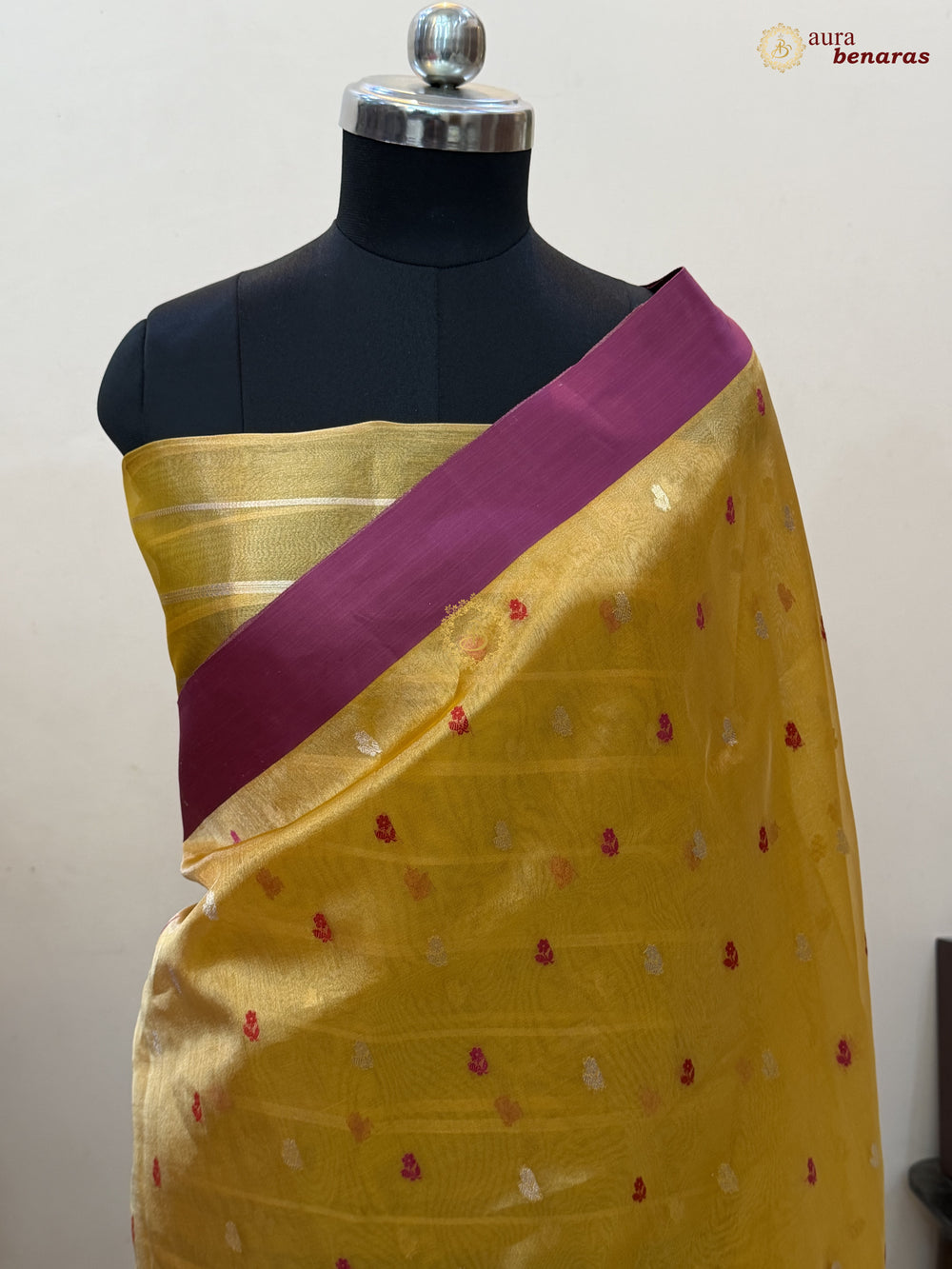 Yellow Iktara Tissue Silk Saree with Mashru Border