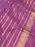 Pinkish Lavender Pure Banarasi Handloom Katan Silk Saree - Aura Benaras