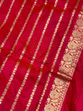 Orangish Pink Pure Banarasi Handloom Katan Silk Saree - Aura Benaras