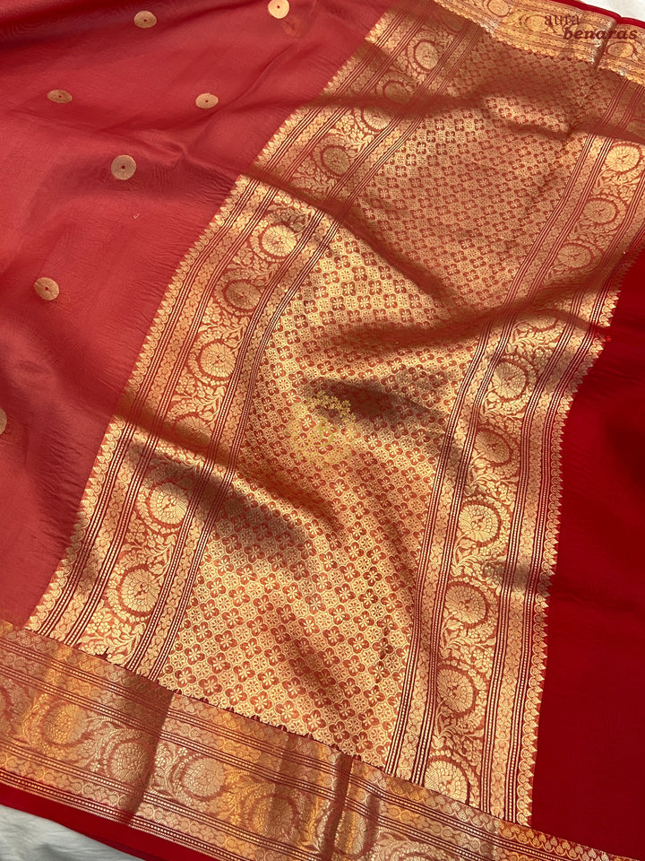 Rose Pink Pure Kora Silk Handloom Banarasi Saree