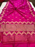 Rani Pink Banarasi Handloom Katan Silk Saree - Aura Benaras