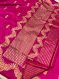 Rani Pink Banarasi Handloom Katan Silk Saree - Aura Benaras