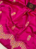 Rani Pink Banarasi Handloom Katan Silk Saree - Aura Benaras