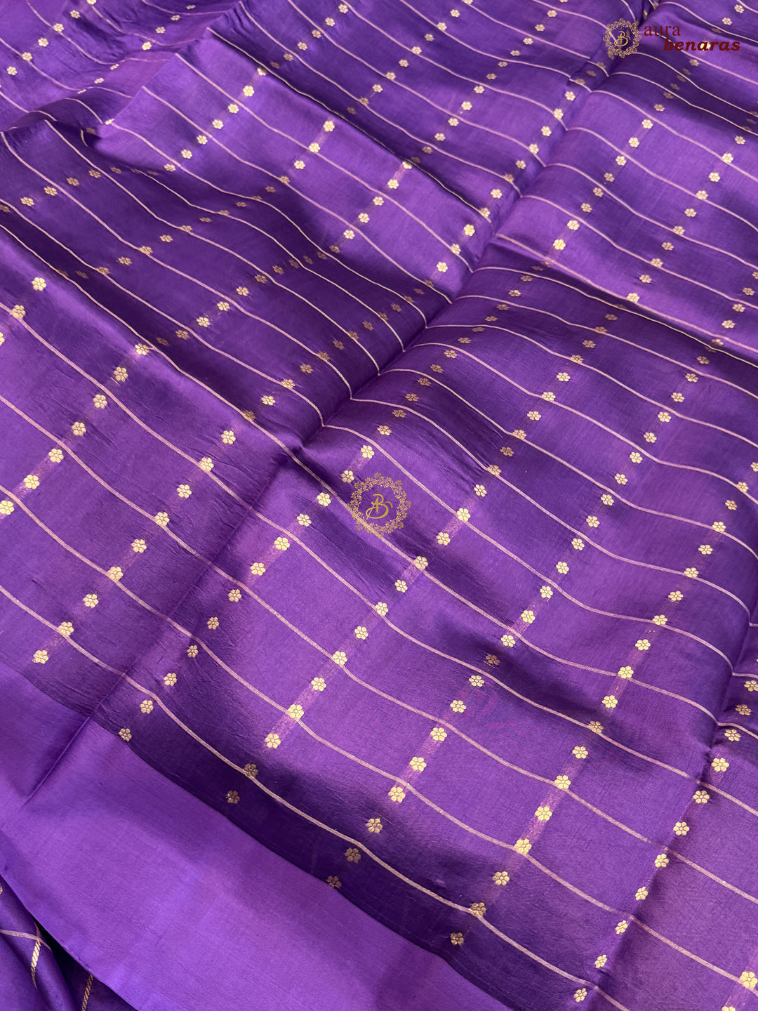  Purple Banarasi Silk Saree Zari Checks Kadhwa Border