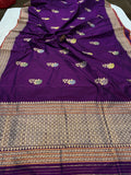 Deep Purple Banarasi Handloom Katan Silk Saree - Aura Benaras