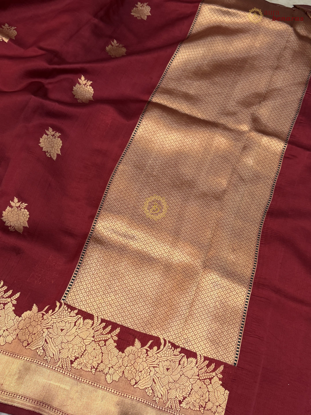 Maroon Pure Silk Banarasi Saree with Kadhwa Buti 