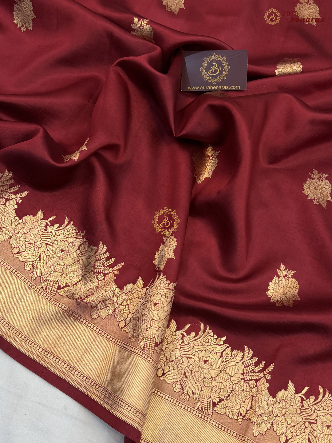 Maroon Pure Silk Banarasi Saree with Kadhwa Buti 