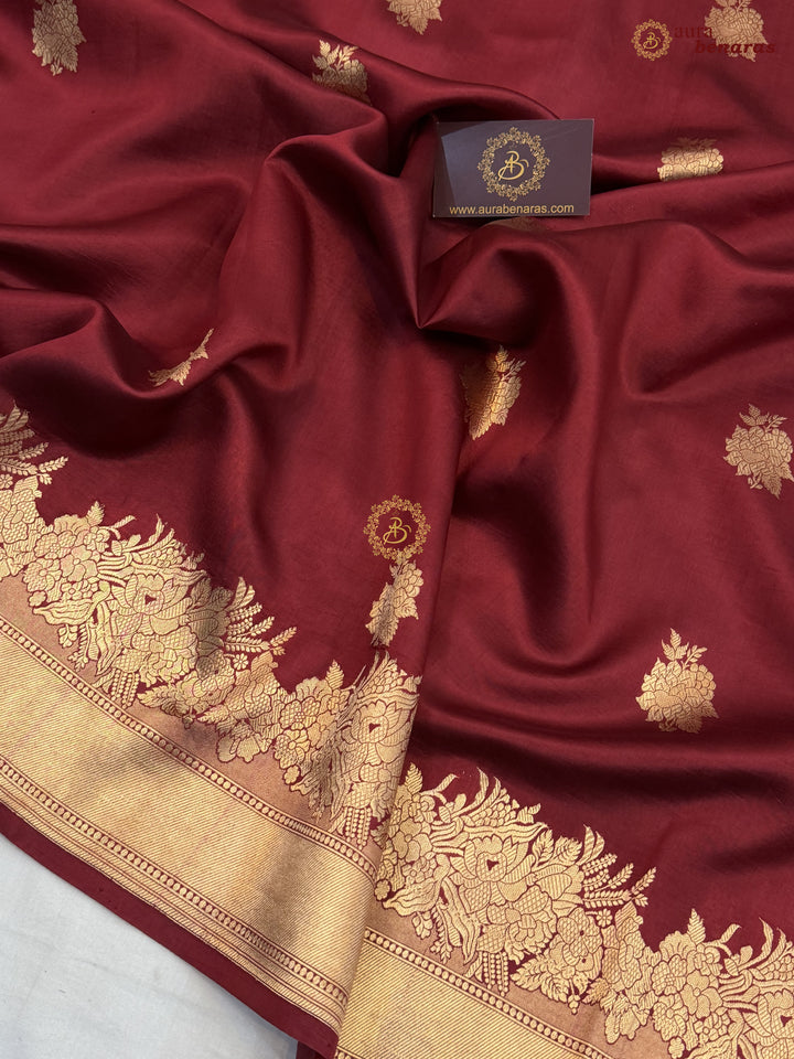 Maroon Pure Silk Banarasi Saree with Kadhwa Buti 