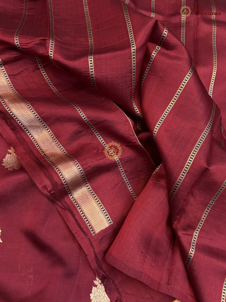 Maroon Pure Silk Banarasi Saree with Kadhwa Buti 
