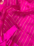 Rani Pink Banarasi Handloom Kora Silk Saree - Aura Benaras