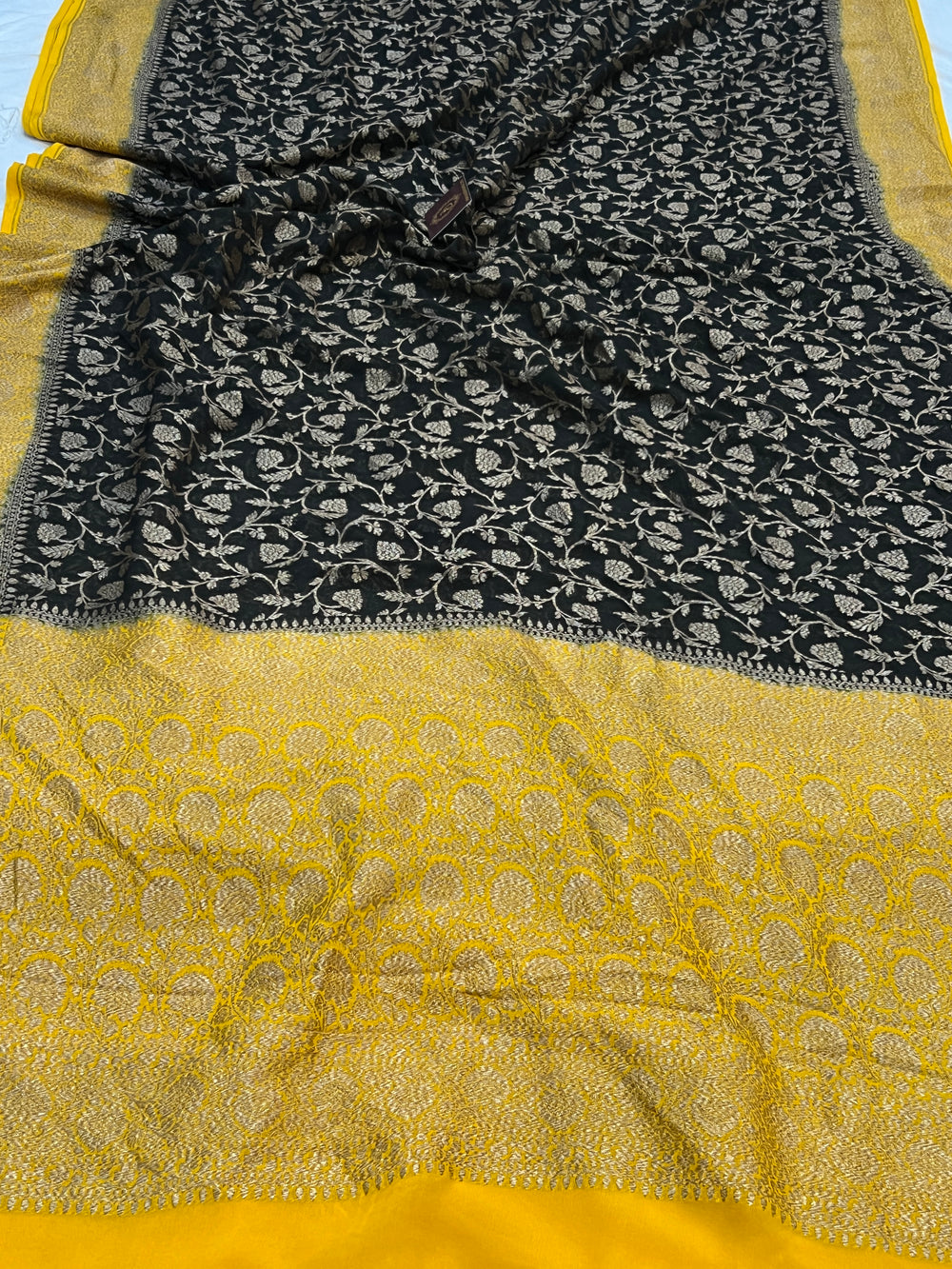 Black Pure Khaddi Georgette Banarasi Saree | Zari Jaal