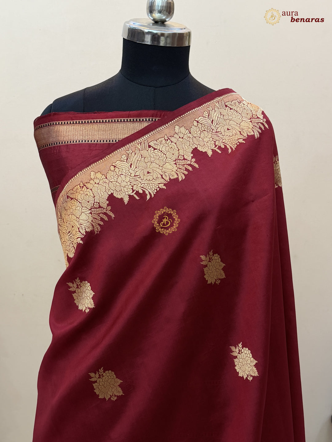 Maroon Pure Silk Banarasi Saree with Kadhwa Buti 