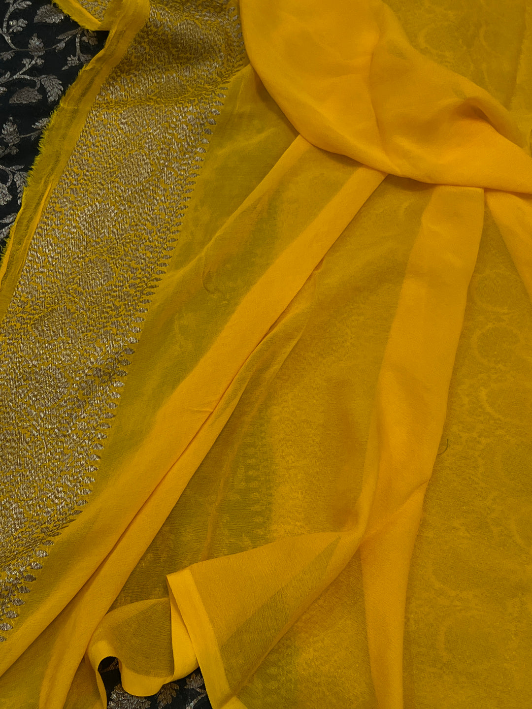 Black Pure Khaddi Georgette Banarasi Saree | Zari Jaal