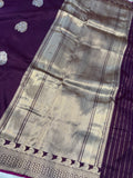 Wine Banarasi Handloom Katan Silk Saree - Aura Benaras