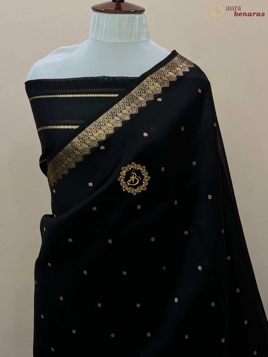 Black Pure Kora Silk Handloom Banarasi Saree