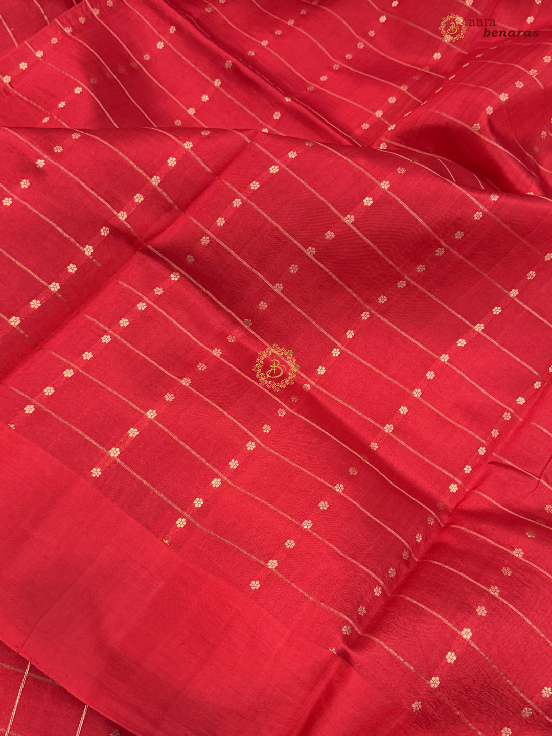  Red Banarasi Silk Saree Zari Checks Kadhwa Border