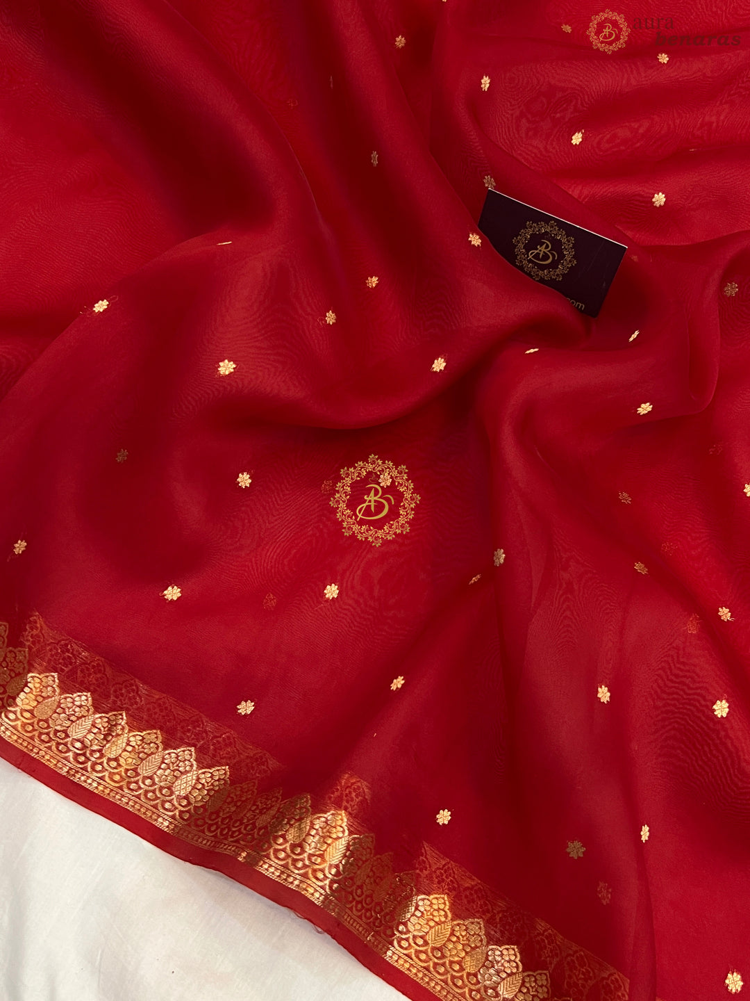 Red Pure Kora Silk Handloom Banarasi Saree