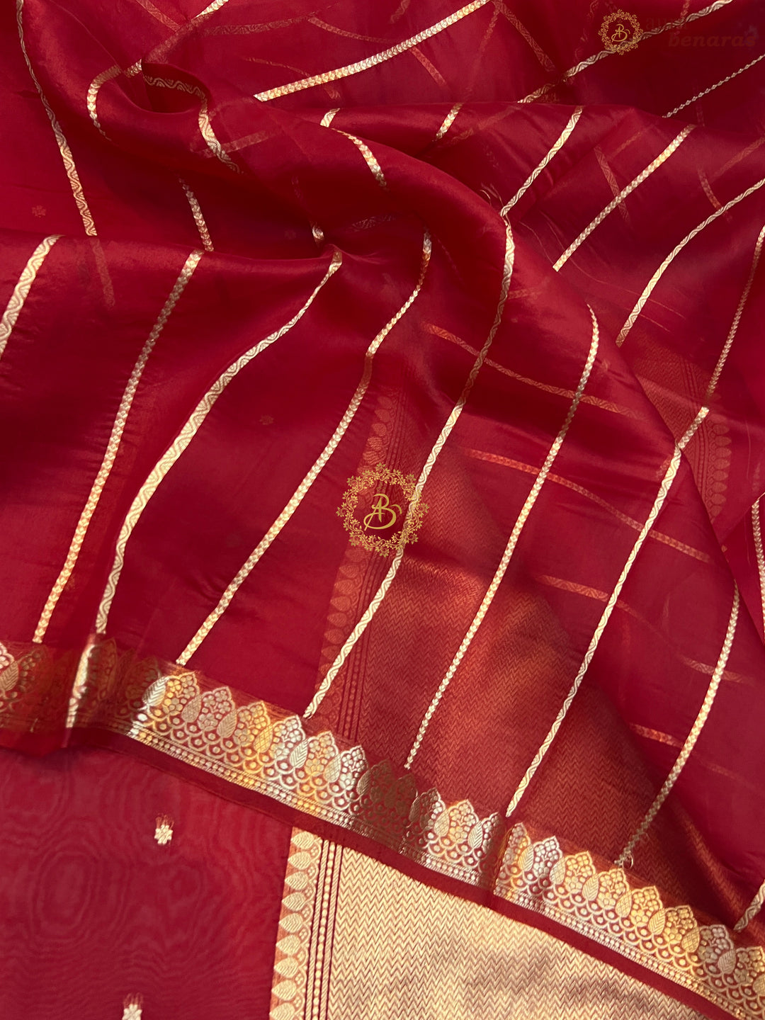 Red Pure Kora Silk Handloom Banarasi Saree