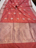 Light Gajari Banarasi Handloom Katan Silk Saree - Aura Benaras