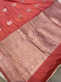 Light Gajari Banarasi Handloom Katan Silk Saree - Aura Benaras