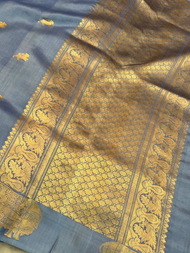 Ultramine Blue Pure Banarasi Handloom Silk Saree