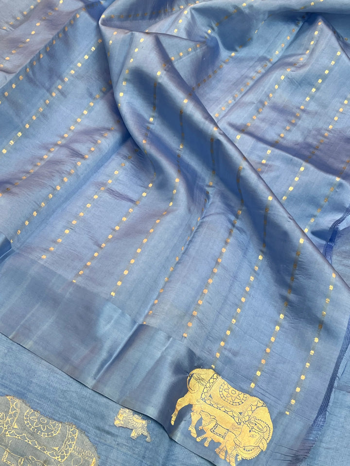 Ultramine Blue Pure Banarasi Handloom Silk Saree