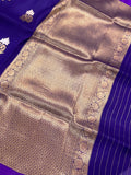 Purple Banarasi Handloom Kora Silk Saree - Aura Benaras