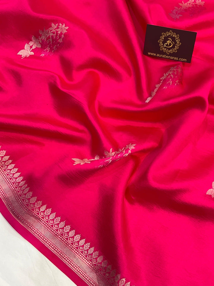 Rani Pink Pure Banarasi Handloom Silk Saree - Aura Benaras