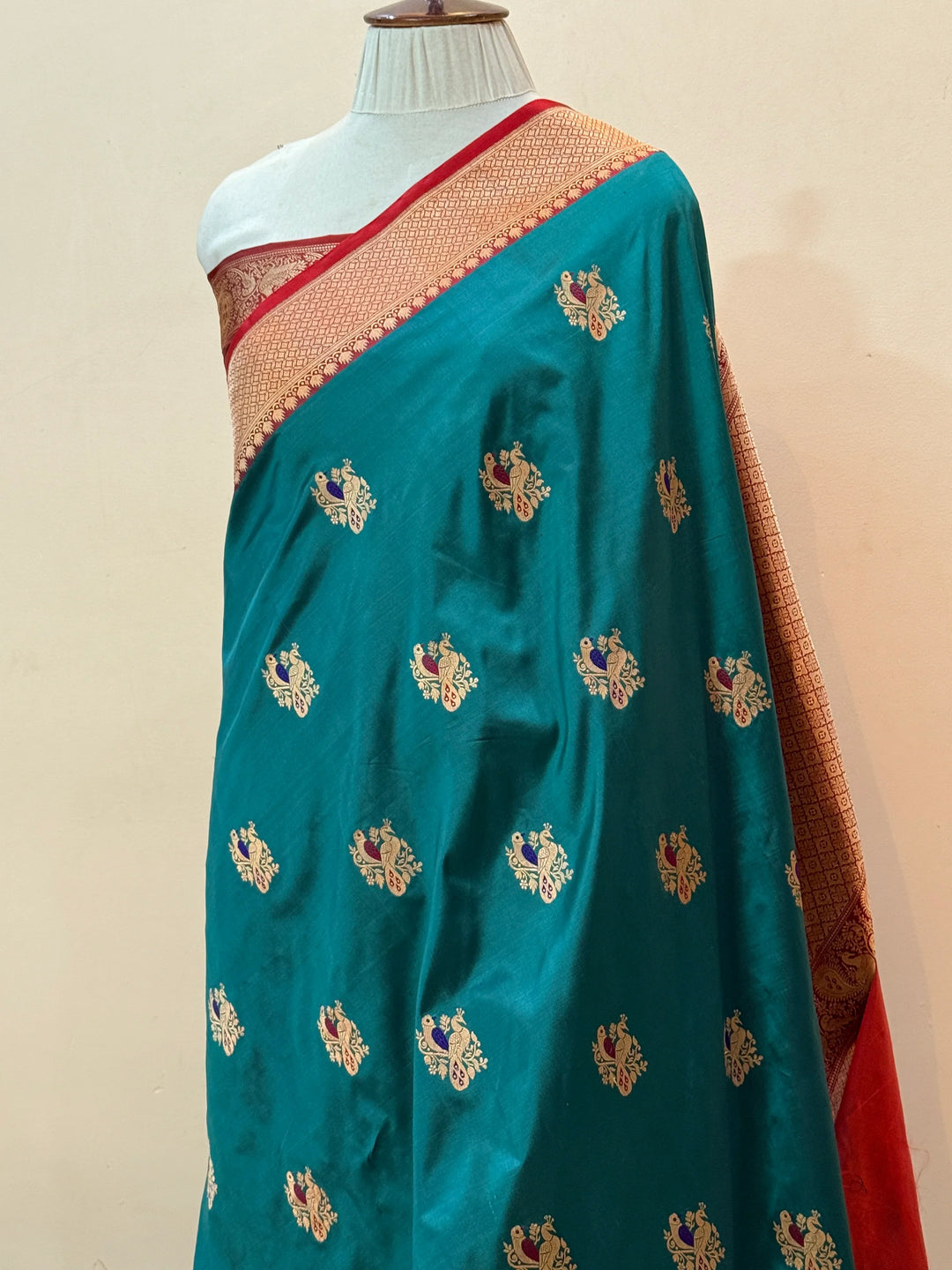Rama Blue Pure Katan Silk Handloom Banarasi Saree