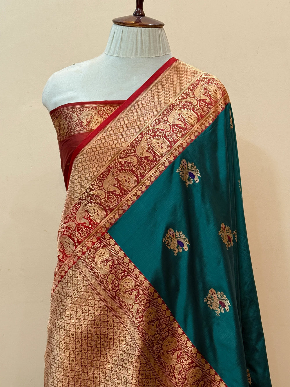 Rama Blue Pure Katan Silk Handloom Banarasi Saree