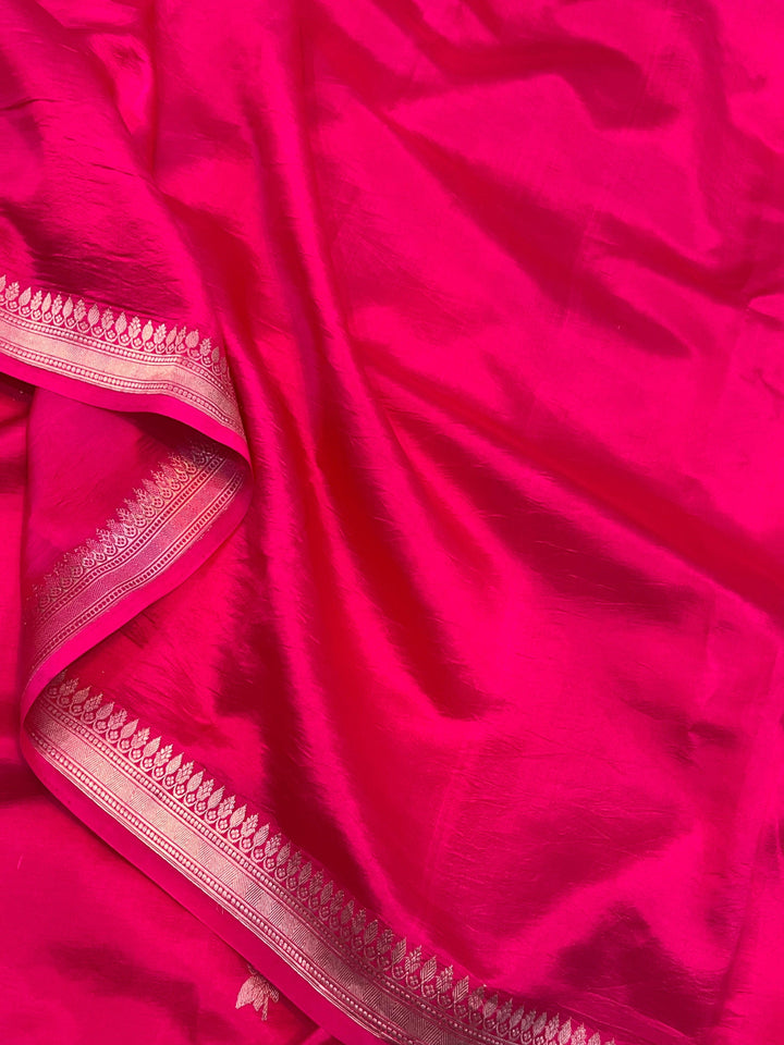 Rani Pink Pure Banarasi Handloom Silk Saree - Aura Benaras