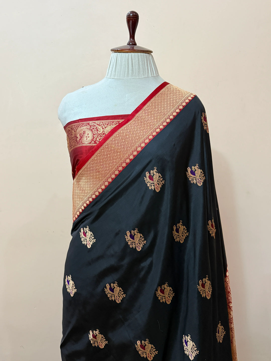 Black Pure Katan Silk Handloom Banarasi Saree