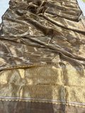 Brown Banarasi Handloom Tissue Silk Saree - Aura Benaras