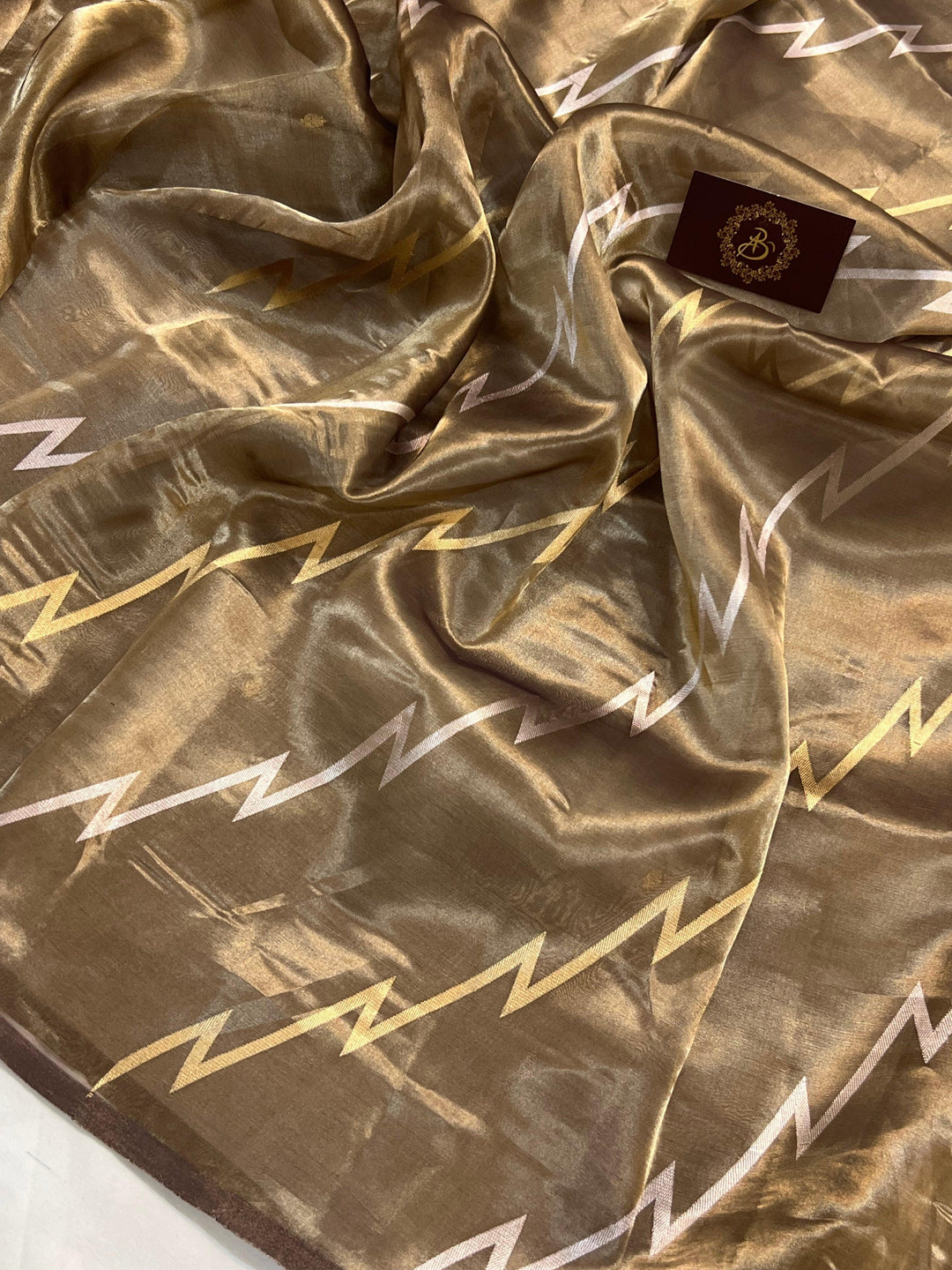 Brown Banarasi Handloom Tissue Silk Saree - Aura Benaras
