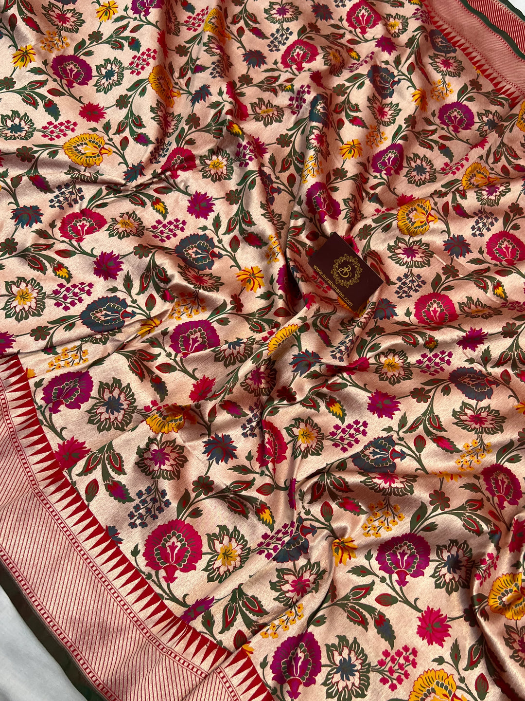 Red Katan Silk Banarasi Saree | Handloom Jaal with Tilfi Meenakari