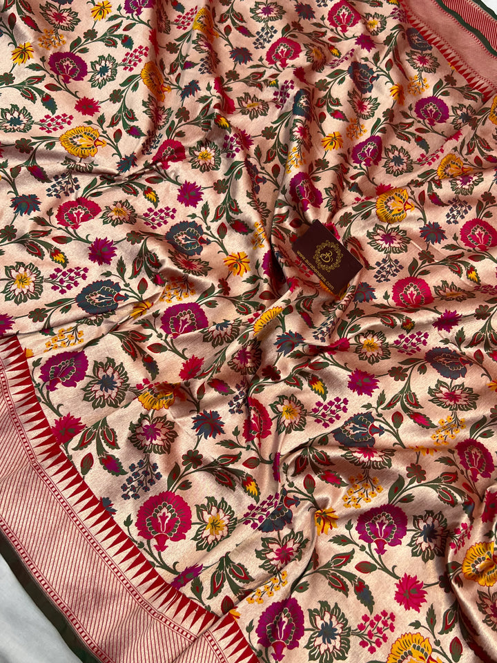 Red Katan Silk Banarasi Saree | Handloom Jaal with Tilfi Meenakari