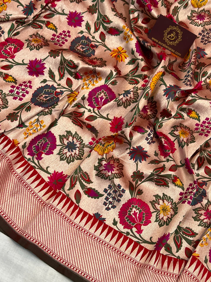 Red Katan Silk Banarasi Saree | Handloom Jaal with Tilfi Meenakari