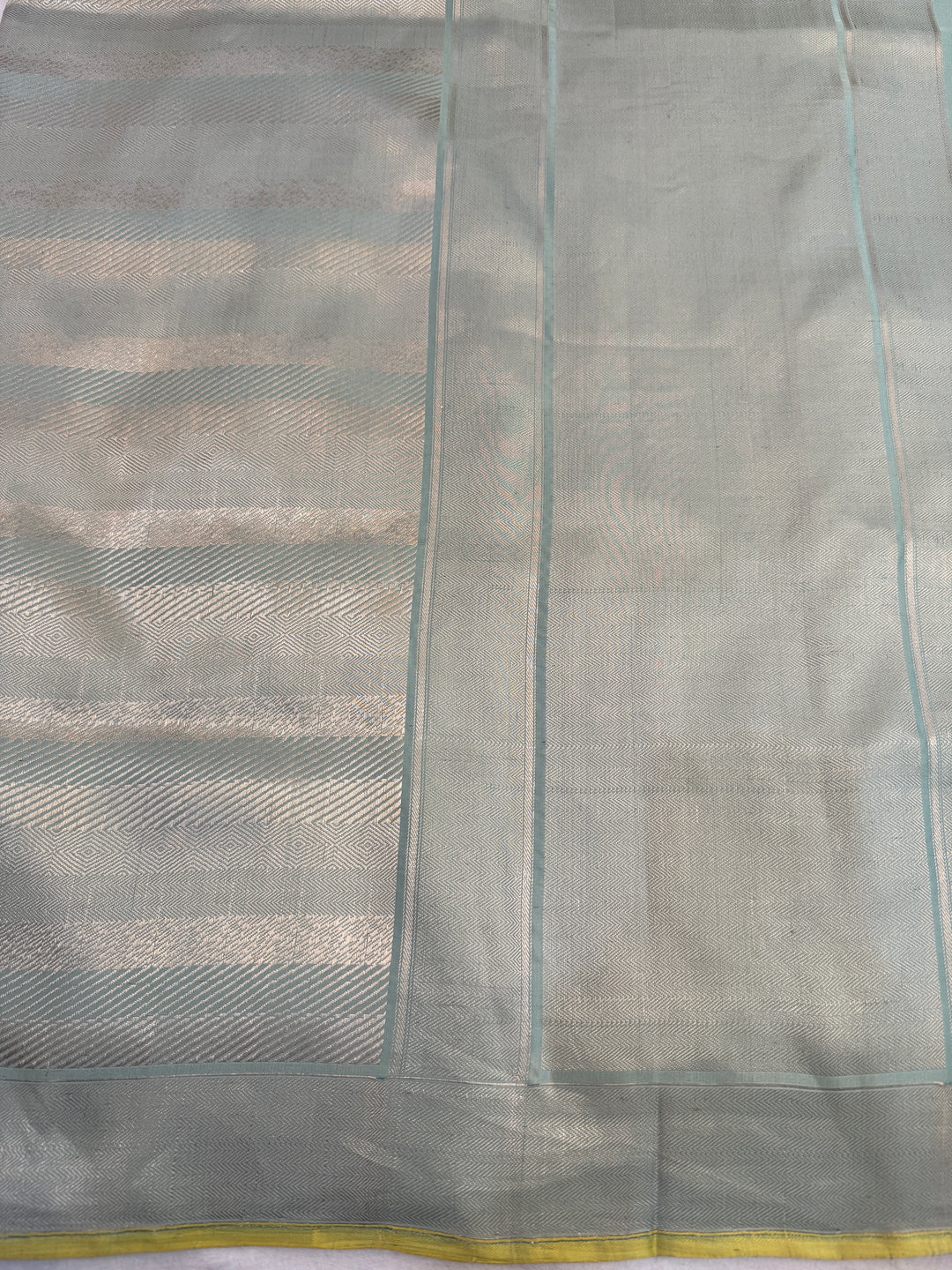 Sage Green Katan Satin Silk Saree with Zari Geometric Work