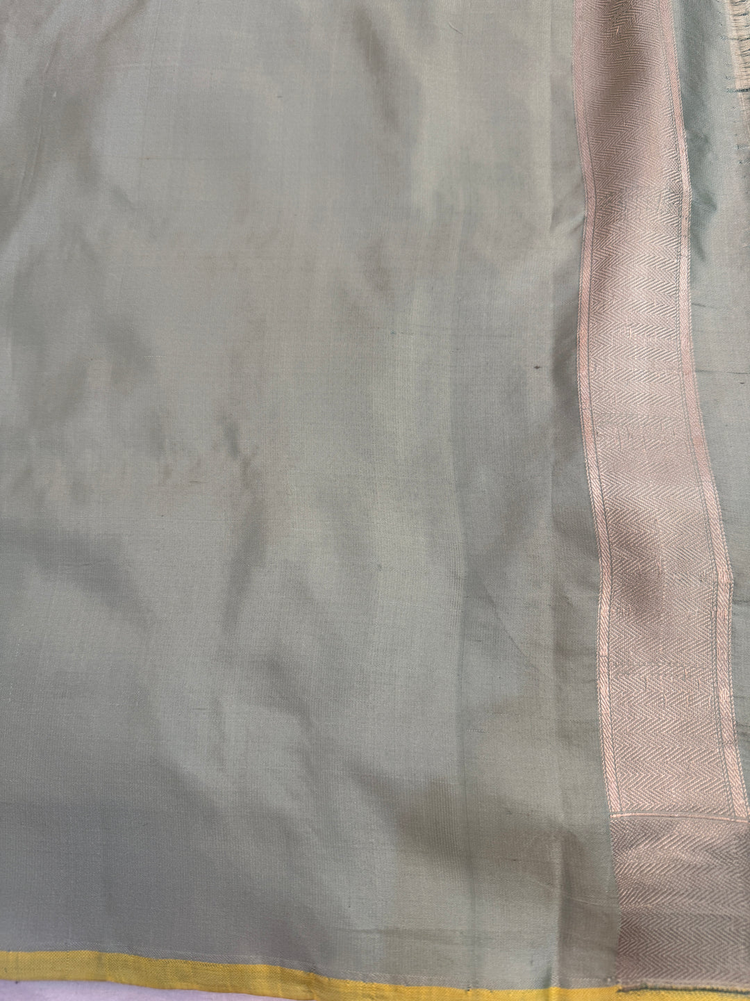 Sage Green Katan Satin Silk Saree with Zari Geometric Work