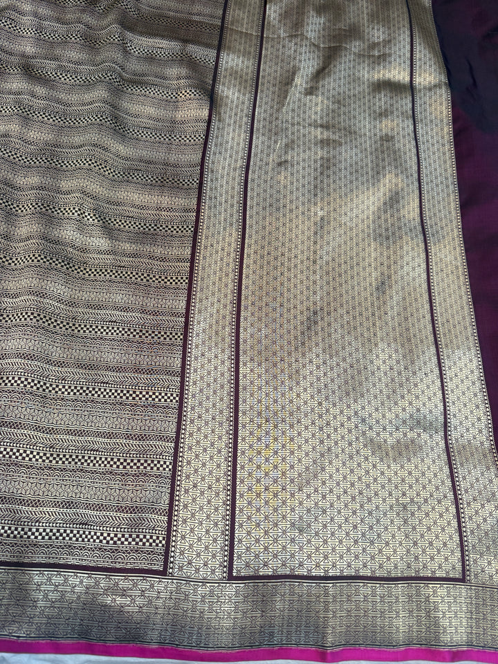 Wine Pure Banarasi Handloom Katan Satin Silk Saree