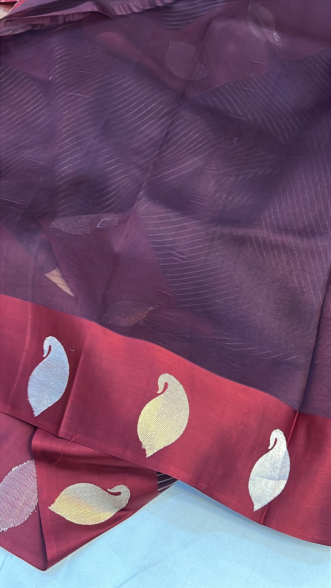 Brown Banarasi Handloom Kora Silk Saree