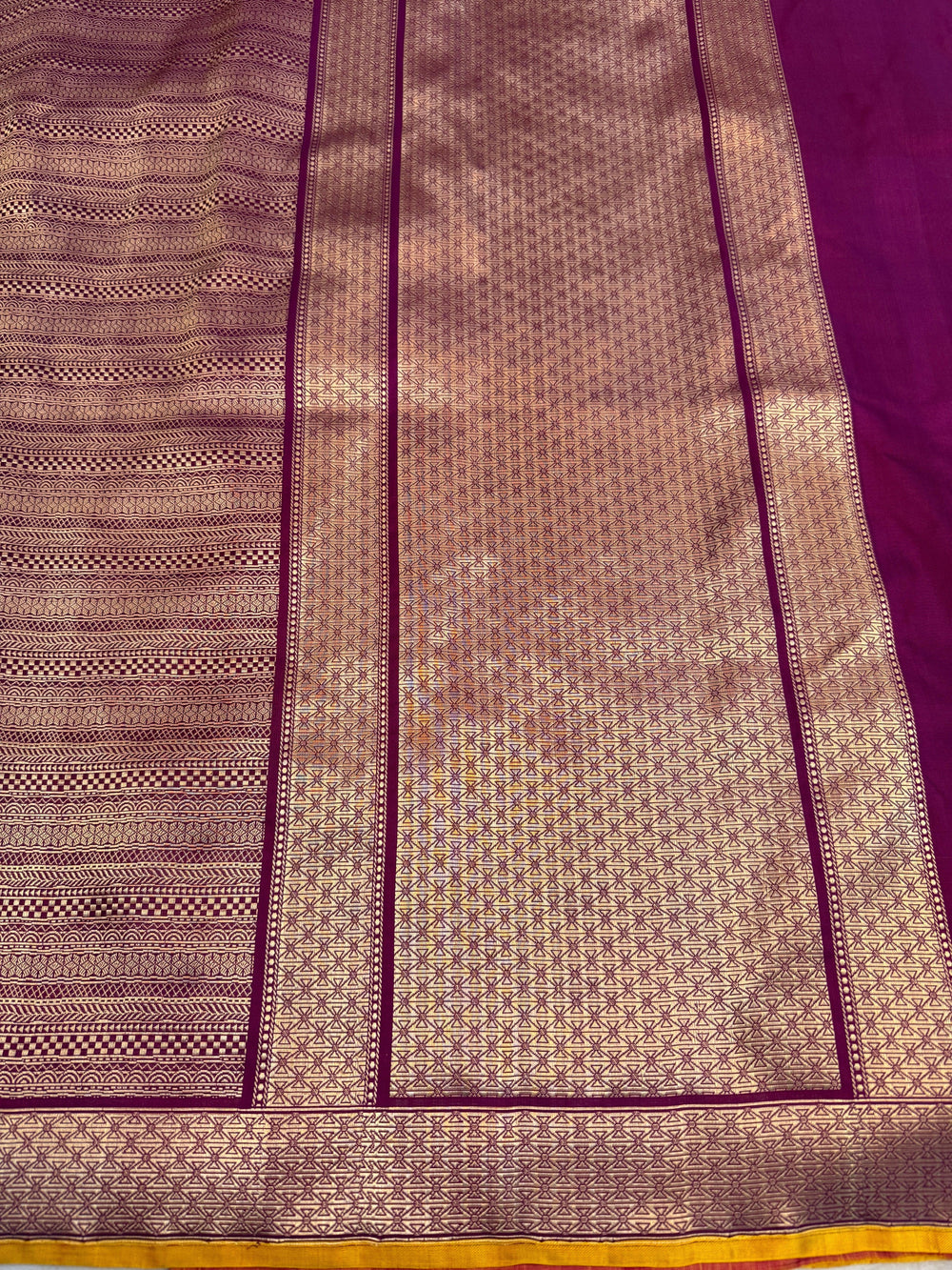 Wine Katan Satin Silk Saree with Zari Geometric Work